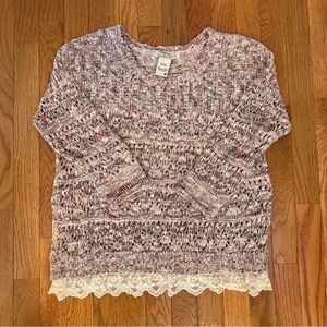 American Rag Knit Sweater with Lace Hem